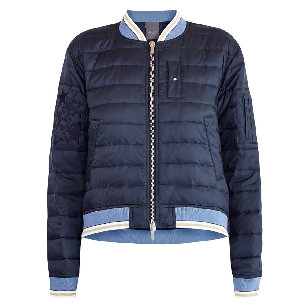 Lorena Antoniazzi Star Motif Quitled Puffer Navy Blue Bomber Jacket